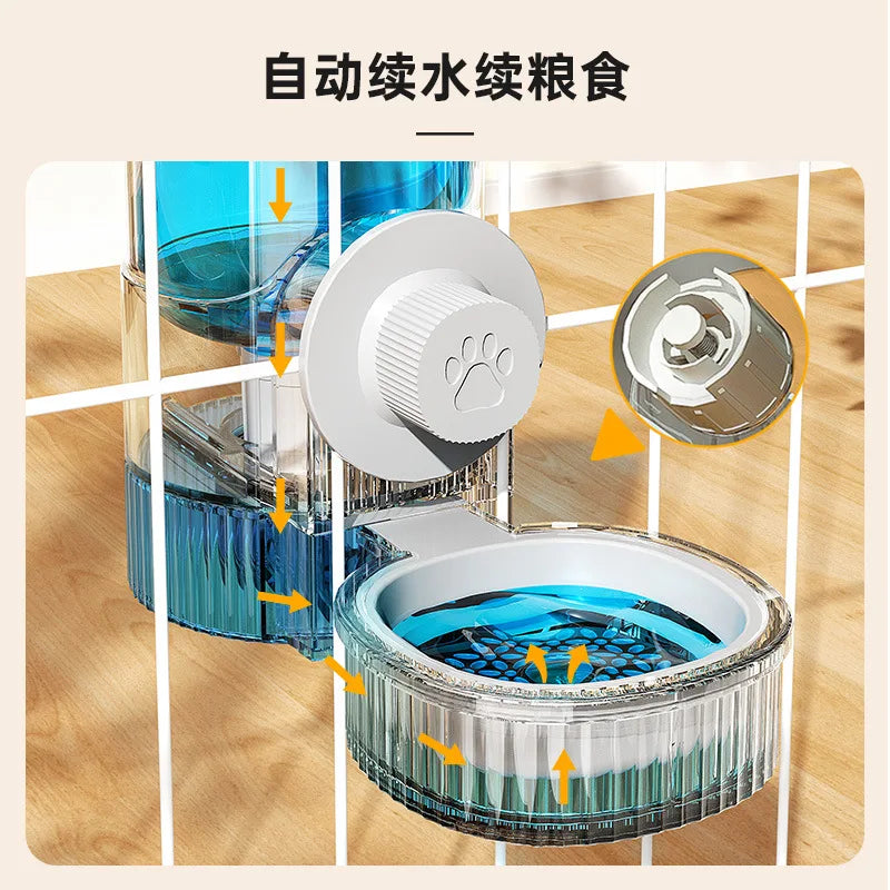 Pet Cage Hanging Feeder Automatic Fountain Water Bottle Food