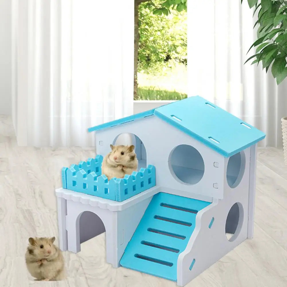 Hamster House Breathable Layers Wooden Small Pets Hideout Safe