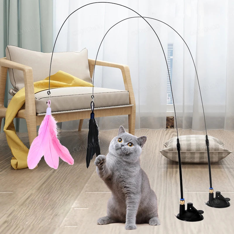 Simulation Bird Interactive Funny Cat Stick Toy Furry Feather Bird