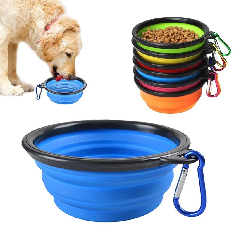 Folding Portable Silicone Dog Feeder Bowl 2 In 1 Pet Dispenser